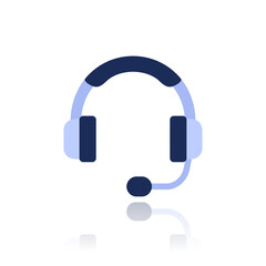 headset icon on white, flat vector