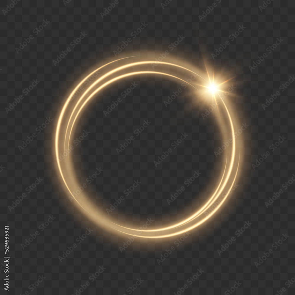 Poster light gold circle. round golden line light effect. glowing golden circle with neon effect. png. eps 