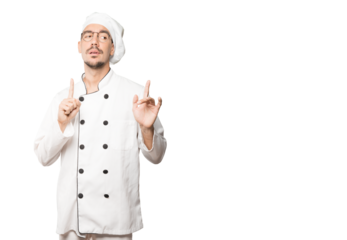 Haughty young chef making a contemptuous gesture