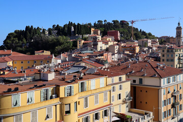 Fototapeta premium Nice, France - 09.09.2022: Evening view of Nice from the roof of the Museum of Modern Art