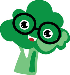 cute broccoli with glases