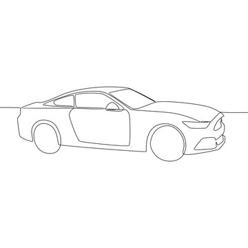 continuous line drawing of FORD MUSTANG