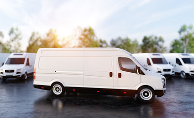 Transportation van and fleet of cargo trucks courier service © Photocreo Bednarek