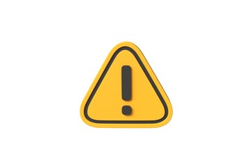 3D yellow triangle danger attention sign for security urgency. Realistic error, alert, safety symbol. 3d render emergency notifications alert on rescue warning. Minimalistic exclamation rendering. 