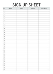 Sign Up Sheet
