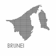 Fototapeta na wymiar Brunei map with grunge texture in dot style. Abstract vector illustration of a country map with halftone effect for infographic. 