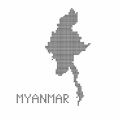 Fototapeta na wymiar Myanmar map with grunge texture in dot style. Abstract vector illustration of a country map with halftone effect for infographic. 