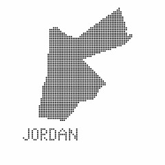 Fototapeta na wymiar Jordan map with grunge texture in dot style. Abstract vector illustration of a country map with halftone effect for infographic. 
