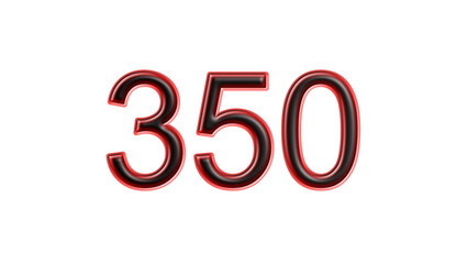 red 350 number 3d effect white background