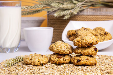 oatmeal cookies on a colored background