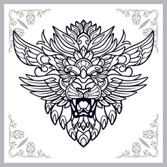 Fototapeta premium Lion zentangle arts isolated on white background