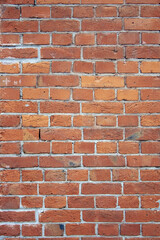 Fototapeta premium red brick wall, selective focus, textured background