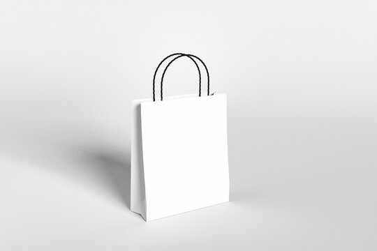 White Paper Bag on Blank Background