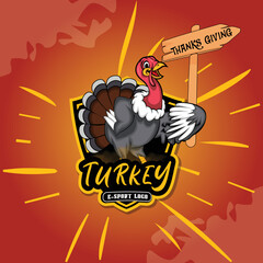 Turkey mascot esport logo design © arfat