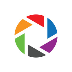 A colorful icon of hexagonal lens shutter