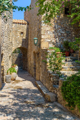 View of the medieval castle of Monemvasia, Lakonia, Peloponnese, Greece