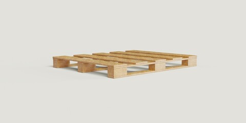 A simple wooden pallet in foreshortening. Template for design illustration or collage. 3d rendering.
