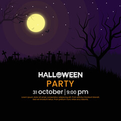 Happy Halloween sale banner and party invitation background illustration