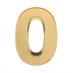 0 zero 3d number gold sign