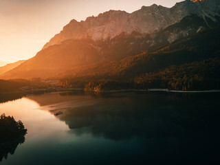sunset over the lake - eibsee germany