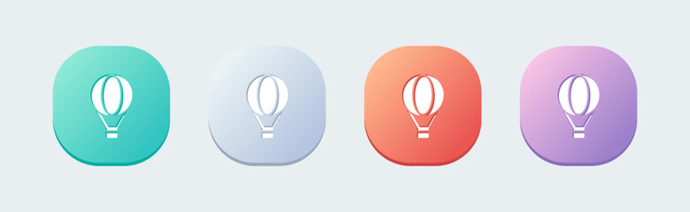 Air balloon solid icon in flat design style. Transportation signs vector illustration.