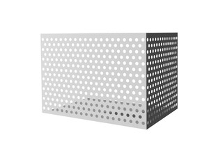 穴あきパネルの箱型。ドット柄の壁。背景透過の3DCG。