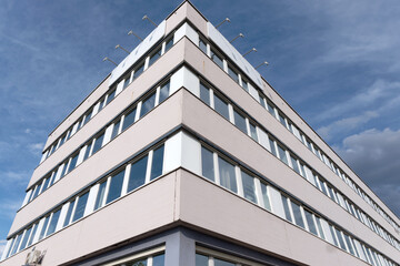 Architecture: Perspective view of the corner of an office building