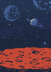 Space mars colorful flyer vintage © DGIM studio