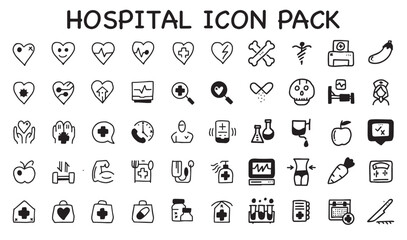 Fototapeta na wymiar icons set, hospital icon set, hand drawn icon, line icon