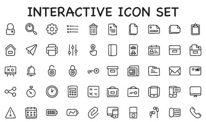 Fototapeta na wymiar black and white icons set, hand drawn icon, interactive icon, line icon