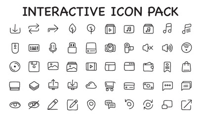 INTERACTIVE ICON PACK, LINE ICON, HAND DRAWN ICON