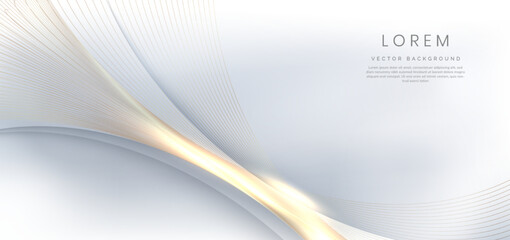 Abstract modern elegant gold line with lighting effect sparkle on grey background.