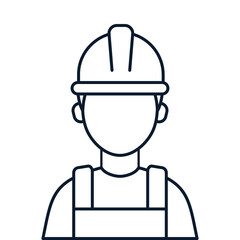 Obraz na płótnie Canvas Builder with helmet line icon. Vector illustration of construction worker