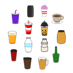 set of drinks vector