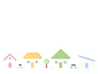 並んだ家、住宅街、かわいい家、住宅