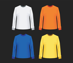 Shirt mock up set. T-shirt template. blue, purple, orange collor and white version, front design. for your design 