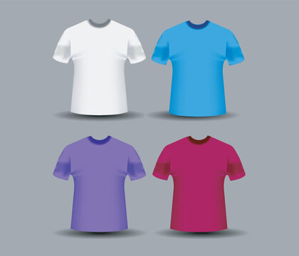 Shirt mock up set. T-shirt template. long shirt and no sleeves blue, purple, orange collor and white version, front design. for your design 