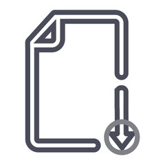 File download sign. Green scribble Icon with solid contour on white background. Illustration.