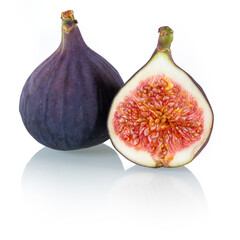 Fresh fig and half isolated on white background