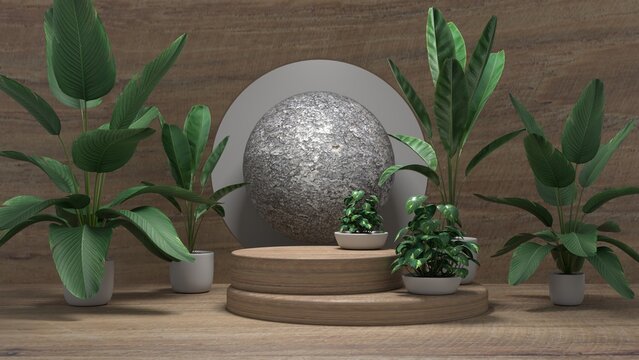 Podium display scene for cosmetic product and packate,3d render.
