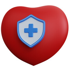Obraz premium 3d rendering red heart with blue shield isolated