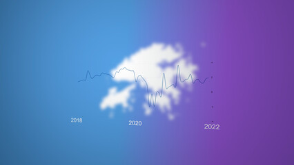 Chart of inflation on the map of Hong Kong. Average basket price rising curve of the country.