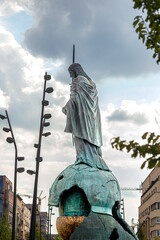 05 September 2022 Belgrade, Serbia,  Monument in the city main area to King Stefan Nemanja, born in...