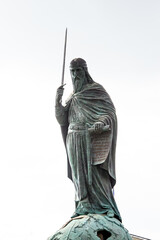 05 September 2022 Belgrade, Serbia,  Monument in the city main area to King Stefan Nemanja, born in...