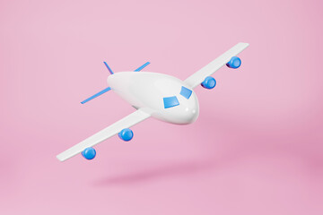 A plane in pink background. 3d illustration Suitcase travel  concept for tourism advertising