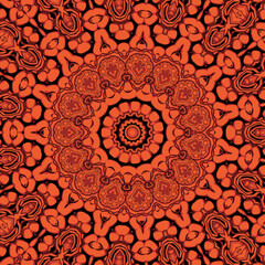 Folk traditional spiritual tribal design. Curved doodling motif. Color art. Vector