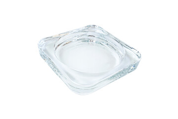 Square glass candlestick or ashtray isolated on transparent background 