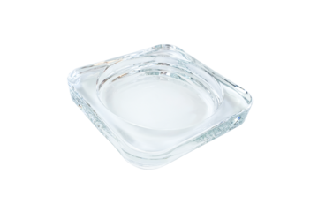 Square glass candlestick or ashtray isolated on transparent background 