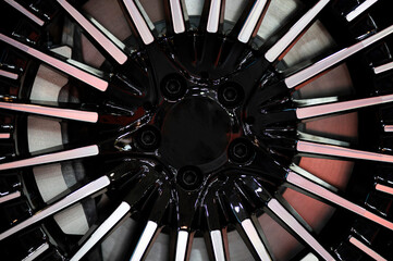 Car alloy wheel with brake calliper