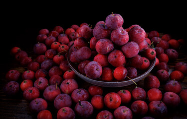 Full plate of fresh red apples. Lots of ripe apples.